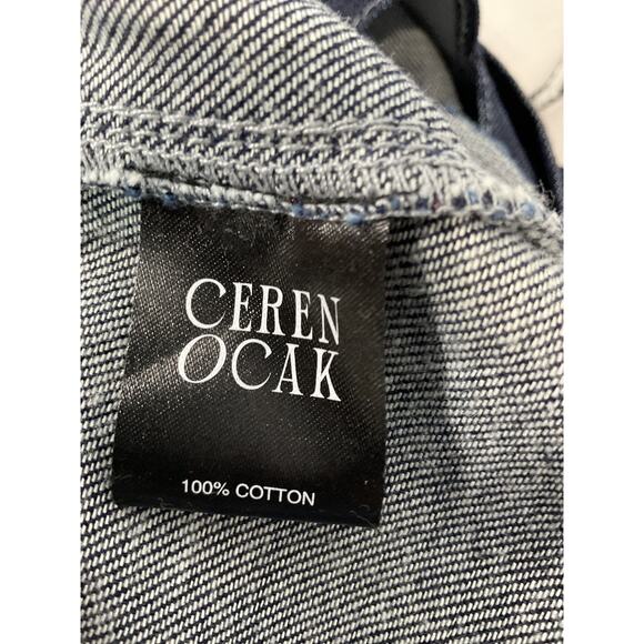 Ceren Ocak Low Blue Denim Waist Pleated Pant Size M - Picture 5 of 5